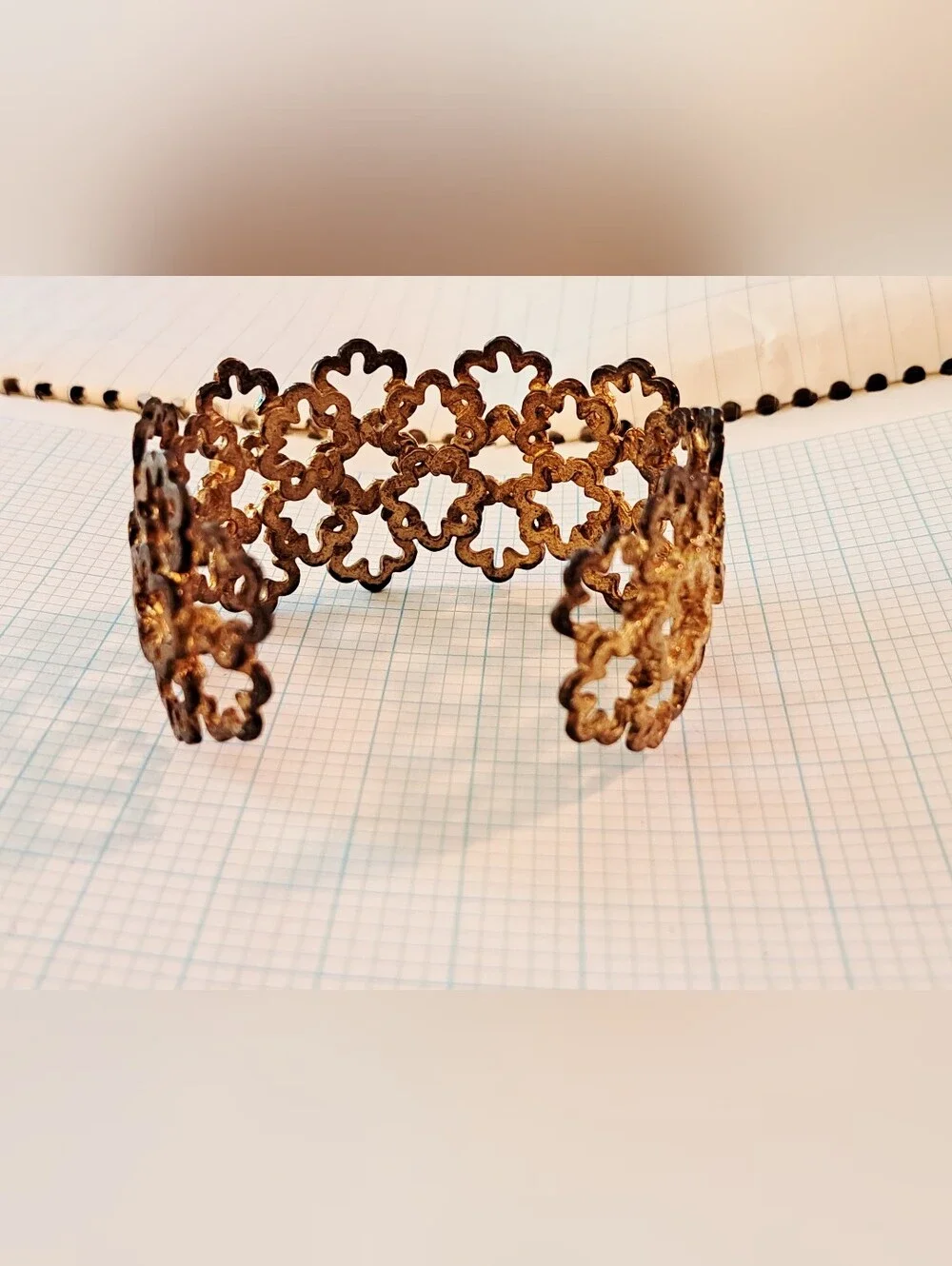 Gold Floral Link Cuff Bracelet - Women Accessories